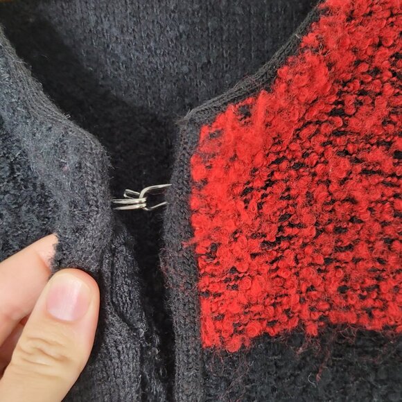 💕Orly Vintage Blend Color Block Wool Blend Cottage Cardigan Sweater 90s Cozy - Picture 5 of 10